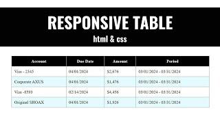 How to Make Responsive HTML Table - Pure CSS Table | Responsive Table HTML