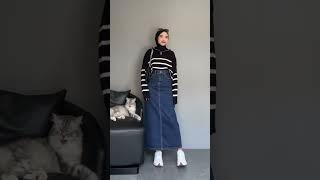 SHOPEE HAUL | REKOMENDASI KNIT STRIPE CROPTOP SWEATER | ROK JEANS DENIM | OOTD HANGOUT | NGAMPUS