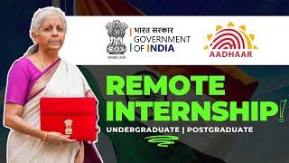 Government Online Internship | UIDAI Aadhar Internship 2024 | Remote Internship For College Student