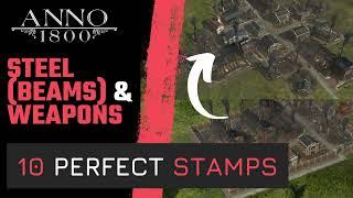 ANNO 1800 - 10 perfect STAMPS for STEEL (BEAMS) and WEAPONS!  + charcoal kiln productions - 2023