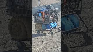 A Tidy Bum #lasvegas #homeless #campingequipment #shoppingcart #sleepingbag