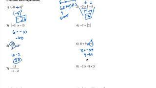 Order of Operations with Integers