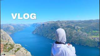 MUSLIMAH SUMMER VLOG | hiking up the PULPIT ROCK /PREIKESTOLEN in Norway, amazing 4K view, travel