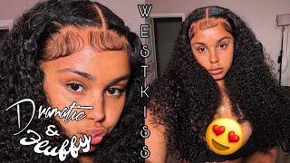 How To Dramatic Fluffy Baby Hair + Pre Plucked / Bleached Curly Wave Wig Install ft West Kiss Hair