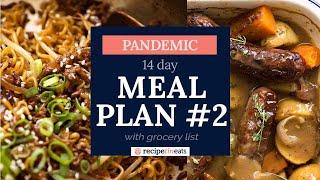 14 Day Meal Plan for Pandemic Lockdown WITH Combined Grocery List