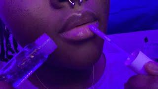 ASMR applying 50 layers of LIPGLOSS (mouth sounds heaven)