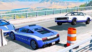 Police roadblock crashes | BeamNG Drive