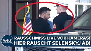 DONALD TRUMP SCHMEISST SELENSKYJ RAUS! Nach Eklat live im TV - hier rollt Selenskyj von Trumps Hof