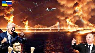 THE CRIMEA BRIDGE IS LOST FOREVER! US Drone Swarm Burns 500 Tons of Russian Ammunition!