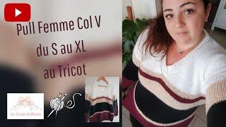 Pull Femme Col V du S au XL au Tricot