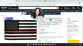 ASIN Review: Fine Line Flag Black White and Red American Flag Honoring Firefighters EMT - Amazon FBA