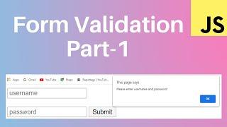 username and password form validation in javascript in hindi | Javascript tutorial for beginners -37