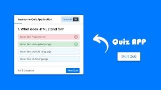 Quiz App JavaScript with Timer | Multiple Choice in HTML, CSS & JavaScript
