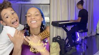 Swizz Beatz & Alicia Keys Son Egypt Plays Song On Piano For Mommy! 