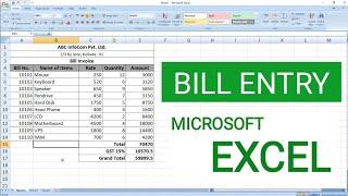 How To Entry Bill in Microsoft Excel | Billing in Microsoft Excel