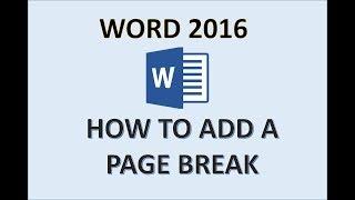 Word 2016 - Page Break - How to Insert Do Use Add Put and Make Breaks in Pages - Inserting in MS 365