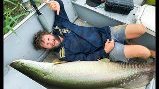 DRONE FISHING FOR ARAPAIMA ( PIRARUCU ) IN BRAZIL