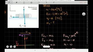 30. Fuerza y movimiento - Ejemplo de fricción y ecuaciones de cinemática (1)