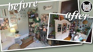 REVEAL!  Redecorating my Craft Space, Pt 4 - Organizing Yarn Knitting Sewing Room Thrift Haul Vlog