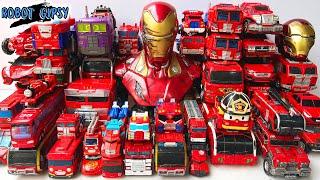 Different?! Red TRANSFORMERS Car Toys: Leader OPTIMUS PRIME & Fire Truck Team & Train Track Wheels