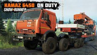 KamAZ 6450 towing a heavy KrAZ crane in Season 3 | Snowrunner 4K