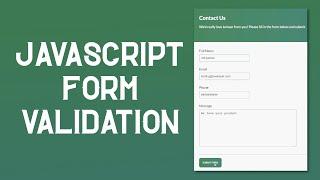 JavaScript Form Validation | How to Validate a Contact Us Form