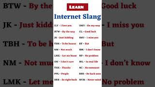 Internet Slangs That You Must Know | Texting Acronyms | Trendy english slang words #learnenglish