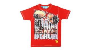 Wholesale Boys Malibu Printed T-Shirt. Red 2-12 Years