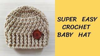 Easy & Fast Crochet Baby Hat / Cute Baby Beanie Tutorial