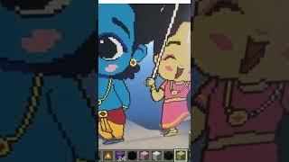 I made #radhakrishna 's  pixel art in #Minecraft #gaming #art #krishna #radha #india #god