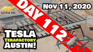 Tesla Gigafactory Austin 4K  Day 112 - 11/11/20 - Giga Texas - DOUBLE GAZEBO - THIS IS NOT A TEST!