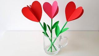Цветок-Сердечко из бумаги Поделки на 8 Марта, 14 февраля ПОДАРОК МАМЕ DIY Paper Heart Flower Craft