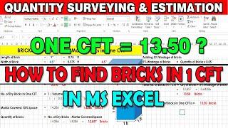 How Many Bricks in One Cubic Feet (1 Cft) in excel | How Many Bricks Required for One Cubic Feet