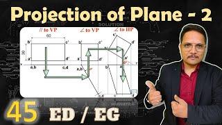 2 - Projection of Plane (Basics, Drawing Process & Solved Example) Explained in Engineering Drawing