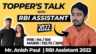 TOPPER'S TALK with RBI Assistant 2022 | Cracked RBI Assistant in First Attempt | Anish Paul