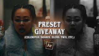 velocity pack ; preset giveaway (colorings, shakes, twixtor, topaz, etc.) ; after effects