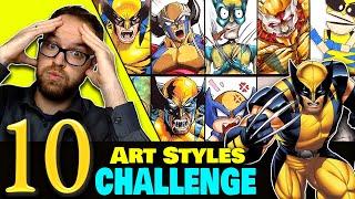 Drawing in 10 DIFFERENT STYLES..? | Art Styles SWAP Challenge | Wolverine