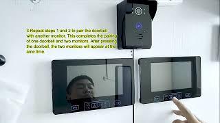 2.4GHz Wireless 7''Touch Key Screen Video Door Phone Intercom code configuration video