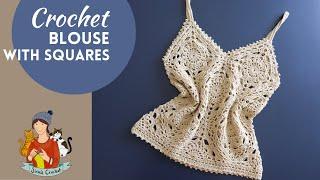 Crochet Top / Blouse With Squares