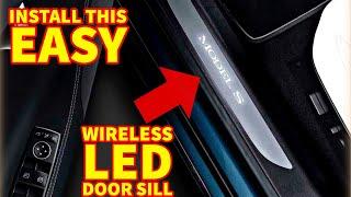 How to Install LED Door Sills in Tesla (Wireless & Plug and Play)(No Tools)