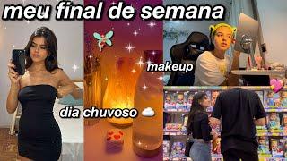 minha rotina no final de semana | estudo, grwm, shopping, chuva ️