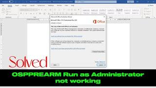 Fix OSPPREARM Run As Administrator Not Working