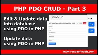 PHP PDO CRUD 3: Edit & Update data into database using pdo in php | Update data using PDO in PHP