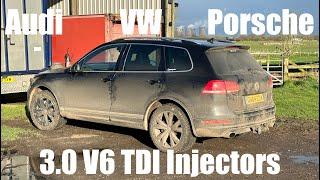 VW Audi Porsche 3.0 V6 TDI Injector Removal & Refit - Hissing Poor Fuel Economy Oil Leak Cap Vapour