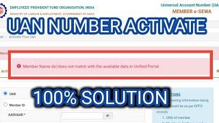 How To Uan Activate New Error // Member Name do / does not match with the available data 2022