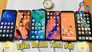 Redmi K30 vs Mi Note 10 Pro vs Honor V30 vs Mi 9T Pro vs Pixel 4 XL vs 11 Pro Max - Epic Drain Test!