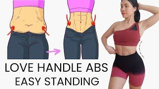 7 Day SMALL WAIST easy standing workout, lose love handles & back fat, no jumping