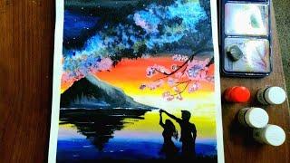 Couple scenery painting | painting for beginners | Scenery painting