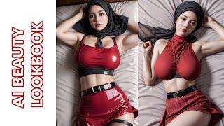 AI HIJAB BEAUTY LOOKBOOK | sexy hijab girl on bed #shortvideo  #ai #aiartx7 #hjbai #lookbook