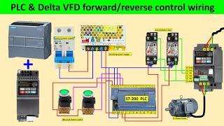 PLC and Delta inverter forward and reverse control wiring | forward Reverse plc panel wiring | #plc